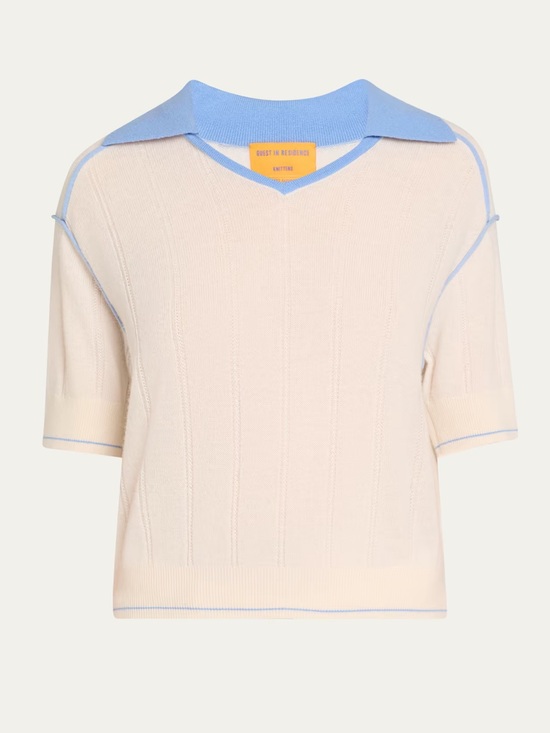 Guest In Residence Sweaters - Guest In Residence Knitters Pele Cashmere Sweater V Neck Short Sleeve Tee Size S